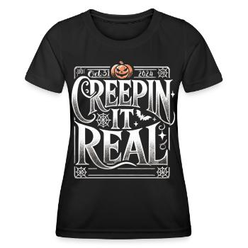 Creepin' It Real - Elegantes Halloween Shirt - Frauen Funktions-T-Shirt - Schwarz - Vorne - AI Model Female 172 light (172cm)