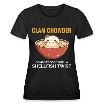 Chaudrée de palourdes, crustacés, soupe de fruits de mer hilarante - T-shirt sport Femme - noir - Devant - AI Model Female 172 light (172cm)