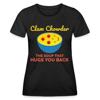 Chaudrée de palourdes, crustacés, soupe de fruits de mer hilarante - T-shirt sport Femme - noir - Devant - AI Model Female 172 light (172cm)