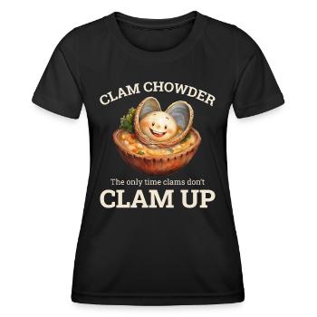 Chaudrée de palourdes, crustacés, soupe de fruits de mer hilarante - T-shirt sport Femme - noir - Devant - AI Model Female 172 light (172cm)