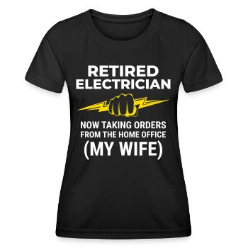 Elektriker im Ruhestand: Home Office - Frauen Funktions-T-Shirt - Schwarz - Vorne - AI Model Female 172 light (172cm)