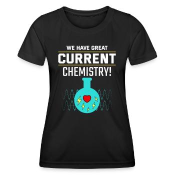 Elektriker Valentine: Großartige aktuelle Chemie - Frauen Funktions-T-Shirt - Schwarz - Vorne - AI Model Female 172 light (172cm)