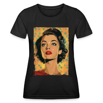 Klassische Retro Pop-Kunst Frau - Frauen Funktions-T-Shirt - Schwarz - Vorne - AI Model Female 172 light (172cm)