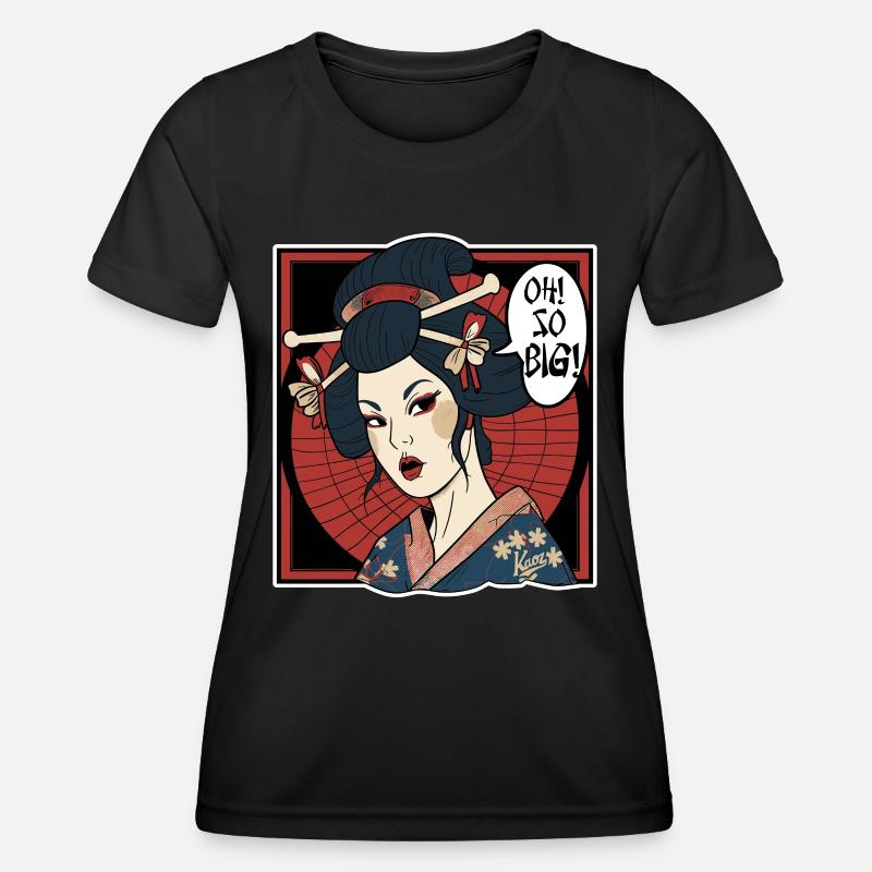 Japanese geisha thinks: "It's so big" - Women's Functional T-Shirt - black