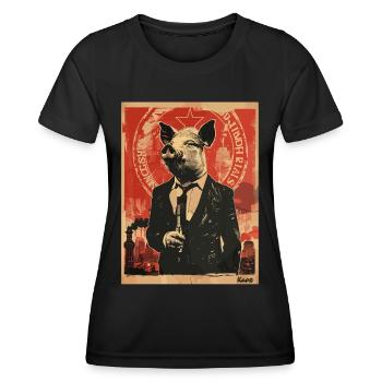 Business Schwein – Stilvoll und Erfolgreich - Frauen Funktions-T-Shirt - Schwarz - Vorne - AI Model Female 172 light (172cm)