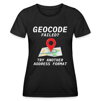 Géocodage Échec Adresse Format SIG Humour - T-shirt sport Femme - noir - Devant - AI Model Female 172 light (172cm)