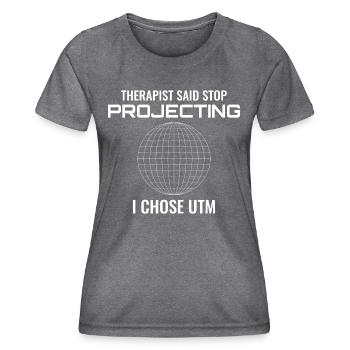 UTM Projection GIS Geodesy Surveying Map - Women's Functional T-Shirt - dark melange  - Front - AI Model Female 172 light (172cm)