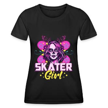 Skater Girl Longboard Skateboard Geschenkidee - Frauen Funktions-T-Shirt - Schwarz - Vorne - AI Model Female 172 light (172cm)