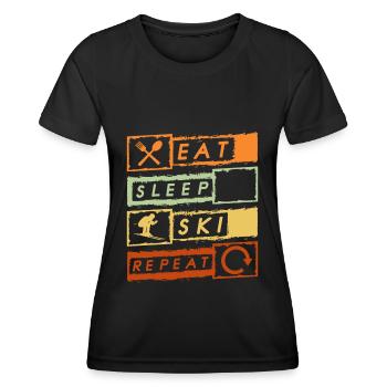 Skiing Pistensau Downhill - Women's Functional T-Shirt - black - Front - AI Model Female 172 light (172cm)