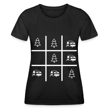Tic Tac Spiel - Camping - (2) - Frauen Funktions-T-Shirt - Schwarz - Vorne - AI Model Female 172 light (172cm)