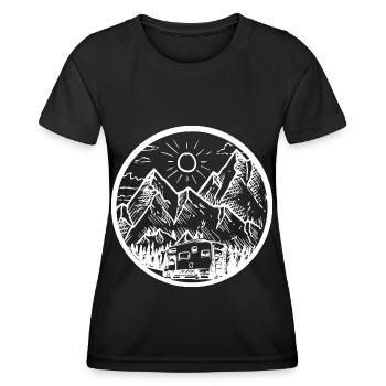 Mountain - Camping Van - (12) - Women's Functional T-Shirt - black - Front - AI Model Female 172 light (172cm)