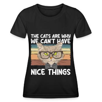 Chat Yeux de chat Ami Chat Maîtresse - T-shirt sport Femme - noir - Devant - AI Model Female 172 light (172cm)