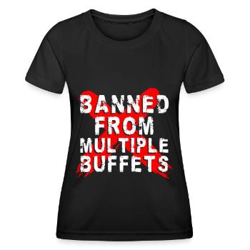 Menu buffet Traiteur Spécialités - T-shirt sport Femme - noir - Devant - AI Model Female 172 light (172cm)
