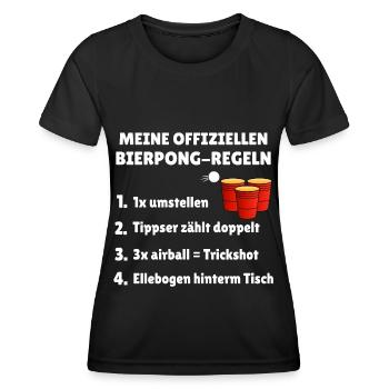 Offiziellen Bierpong Regeln Partyshirt biertrinker - Frauen Funktions-T-Shirt - Schwarz - Vorne - AI Model Female 172 light (172cm)