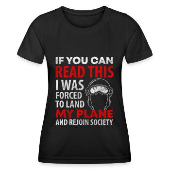 Flugzeug Flieger Luftfahrt Flugplatz - Frauen Funktions-T-Shirt - Schwarz - Vorne - AI Model Female 172 light (172cm)