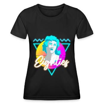 80er Musik Nostalgie Leuchtreklame - Frauen Funktions-T-Shirt - Schwarz - Vorne - AI Model Female 172 light (172cm)