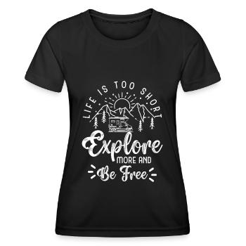 Holiday experience motorhome - Women's Functional T-Shirt - black - Front - AI Model Female 172 light (172cm)