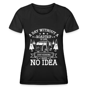 Road trip trip summer mountains - Women's Functional T-Shirt - black - Front - AI Model Female 172 light (172cm)