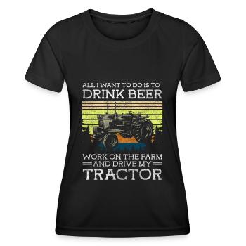 Traktor Feld Stall - Frauen Funktions-T-Shirt - Schwarz - Vorne - AI Model Female 172 light (172cm)
