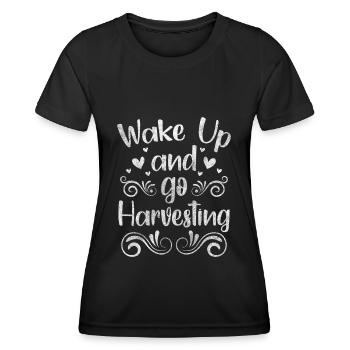 Champ de travail des ouvriers de la récolte - T-shirt sport Femme - noir - Devant - AI Model Female 172 light (172cm)