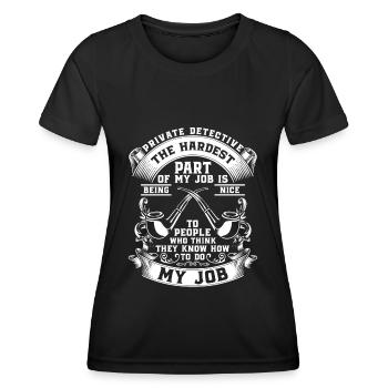 Detektiv Ermittler Inspektor Geheimnis - Frauen Funktions-T-Shirt - Schwarz - Vorne - AI Model Female 172 light (172cm)