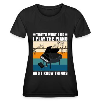 Klavier Flügel Musikschule - Frauen Funktions-T-Shirt - Schwarz - Vorne - AI Model Female 172 light (172cm)