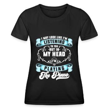 Pianist Piano Klavierspieler Musikschule - Frauen Funktions-T-Shirt - Schwarz - Vorne - AI Model Female 172 light (172cm)