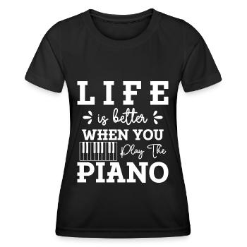 Pianist Flügel Klassische Musik Melodie - Frauen Funktions-T-Shirt - Schwarz - Vorne - AI Model Female 172 light (172cm)