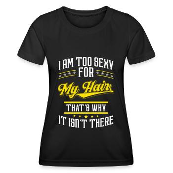 Tête chauve Pas de coupe de cheveux - T-shirt sport Femme - noir - Devant - AI Model Female 172 light (172cm)