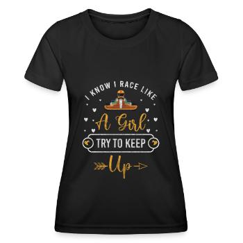 Gokart Fahrer Rennstrecke - Frauen Funktions-T-Shirt - Schwarz - Vorne - AI Model Female 172 light (172cm)