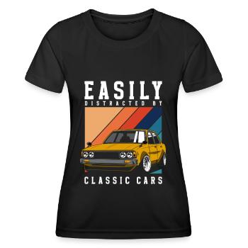 Automobil Vintage Autofahrer - Frauen Funktions-T-Shirt - Schwarz - Vorne - AI Model Female 172 light (172cm)