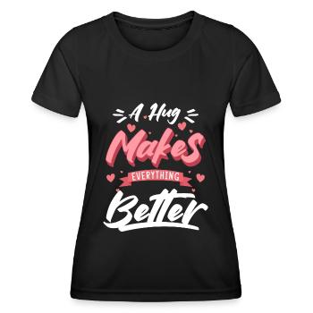 Schmusen Teddybär Süß Romantisch - Frauen Funktions-T-Shirt - Schwarz - Vorne - AI Model Female 172 light (172cm)