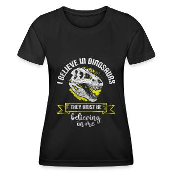 Dinosaurs Fossil Triceratops Cretaceous - Women's Functional T-Shirt - black - Front - AI Model Female 172 light (172cm)