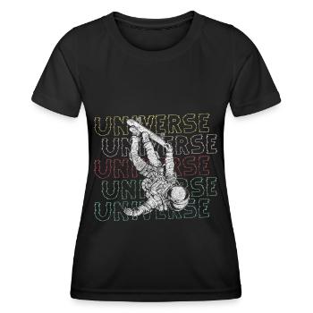 L’astronaute Stars Cosmos - T-shirt sport Femme - noir - Devant - AI Model Female 172 light (172cm)