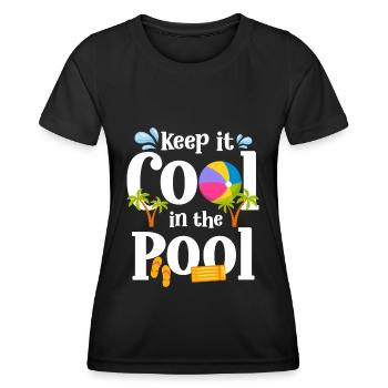 Pool Pool Party Schwimmer Freizeit - Frauen Funktions-T-Shirt - Schwarz - Vorne - AI Model Female 172 light (172cm)