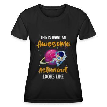 Astronaut Raumfahrt Schwerelos Galaxie - Frauen Funktions-T-Shirt - Schwarz - Vorne - AI Model Female 172 light (172cm)
