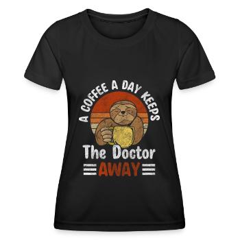 Morgenmuffel Espresso Cappuccino Energie - Frauen Funktions-T-Shirt - Schwarz - Vorne - AI Model Female 172 light (172cm)