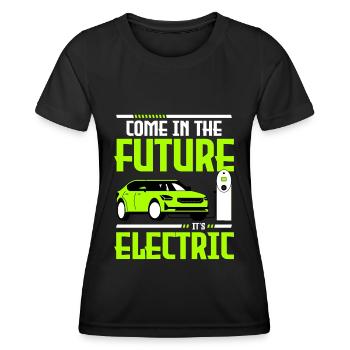Elektromobilität Auto Klimawandel - Frauen Funktions-T-Shirt - Schwarz - Vorne - AI Model Female 172 light (172cm)