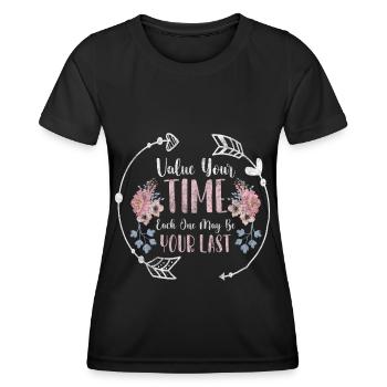 Temps, Durée de Vie, Intemporel - T-shirt sport Femme - noir - Devant - AI Model Female 172 light (172cm)