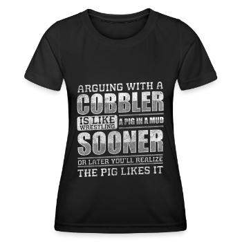 Schuhmacher Schuh Leder Original - Frauen Funktions-T-Shirt - Schwarz - Vorne - AI Model Female 172 light (172cm)
