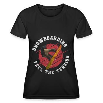 Snowboard Berg Winterurlaub - Frauen Funktions-T-Shirt - Schwarz - Vorne - AI Model Female 172 light (172cm)