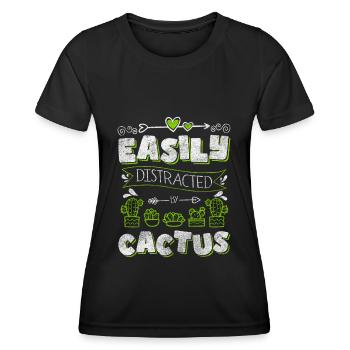 Kakteen Stachelig Gärtner Stich - Frauen Funktions-T-Shirt - Schwarz - Vorne - AI Model Female 172 light (172cm)