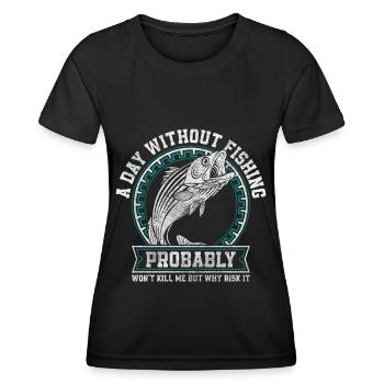 Angler Fishing Bait - Women's Functional T-Shirt - black - Front - AI Model Female 172 light (172cm)