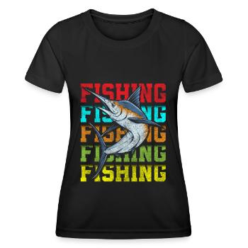 fishing, perch, bait, pike - Women's Functional T-Shirt - black - Front - AI Model Female 172 light (172cm)