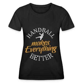 Handball Handballspieler Wettkampf Ballsport - Frauen Funktions-T-Shirt - Schwarz - Vorne - AI Model Female 172 light (172cm)
