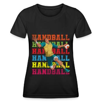 Handballer SIeger Sprungwurf - Frauen Funktions-T-Shirt - Schwarz - Vorne - AI Model Female 172 light (172cm)