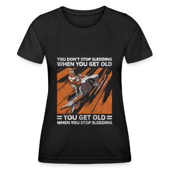 Schlitten Holzschlitten Winterurlaub - Frauen Funktions-T-Shirt - Schwarz - Vorne - AI Model Female 172 light (172cm)
