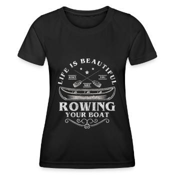 Ruderer Steuermann Wettkampf Kraftsport - Frauen Funktions-T-Shirt - Schwarz - Vorne - AI Model Female 172 light (172cm)