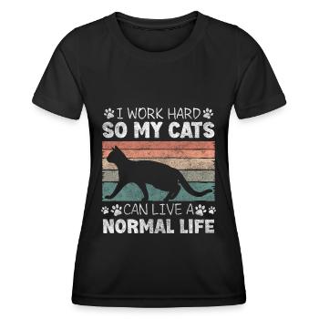 Katzenliebhaber Stubentiger Tierliebe - Frauen Funktions-T-Shirt - Schwarz - Vorne - AI Model Female 172 light (172cm)