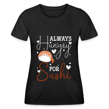 Sushi Essen Maki Stäbchen - Frauen Funktions-T-Shirt - Schwarz - Vorne - AI Model Female 172 light (172cm)
